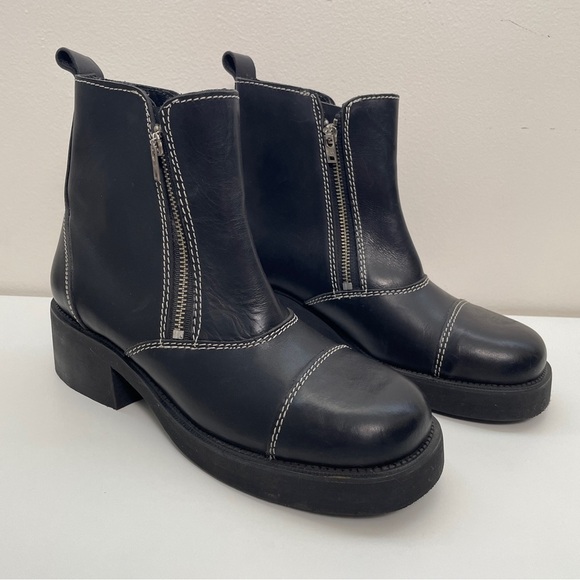 LAX Vintage 90s Y2K chunky moto boots bratz punk combat square toe lug sole sz 9 - Picture 12 of 12